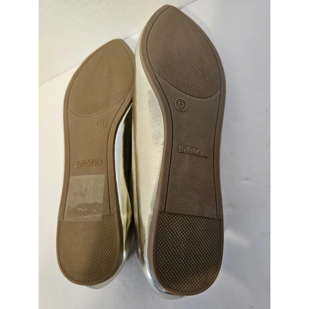 Bellamarie New‎ Womens Angie Ballarina Metallic Gold Flats Size 6